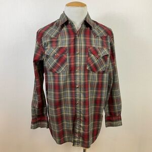 PENDLETON Frontier Long Sleeve Western Yoke Shirt Red Plaid Pearl Snap Men’s M